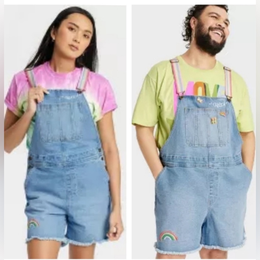 LBGT Take pride unisex target brand denim overall shorts size large